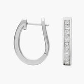 Pearl Spark Princess Cut Hoop Diamond Earrings Gold